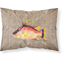 "Caroline's Treasures 8753PILLOWCASE Hog Snapper On Faux Burlap Fabric Standard Pillowcase, Large, Multicolor"
