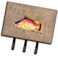 "Caroline's Treasures 8753TH68 Hog Snapper on Faux Burlap Leash or Key Holder, Large, Multicolor"