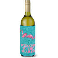 Welcome to the Trailer with Flamingos Wine Bottle Beverage Insulator Beverage Insulator Hugger