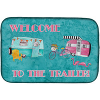 "Caroline's Treasures Welcome To The Trailer Dish Drying Mat, 14"" x 21"""