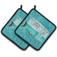 "Caroline's Treasures Welcome To The Trailer Pair of Pot Holders 8762PTHD, 7.5HX7.5W, Multicolor"