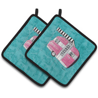 "Caroline's Treasures Welcome To The Trailer Pair of Pot Holders 8764PTHD, 7.5HX7.5W, Multicolor"