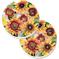 "Caroline's Treasures Sunflowers Set of 2 Cup Holder Car Coasters 8766CARC, 2.56, Multicolor"