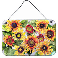 "Caroline's Treasures Sunflowers Aluminum Metal Wall or Door Hanging Prints, 8 x 12"""