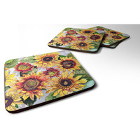 "Caroline's Treasures 8766FC Flower-Sunflower Foam Coasters (Set of 4), 3.5"" H x 3.5"" W, Multicolor"