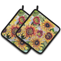 "Caroline's Treasures Sunflowers Pair of Pot Holders 8766PTHD, 7.5HX7.5W, Multicolor"