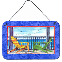 "Caroline's Treasures Adirondack Chairs Blue Aluminum Metal Wall or Door Hanging Prints, 8 x 12"""