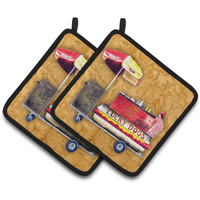 "Caroline's Treasures Hot Dog Pair of Pot Holders 8781PTHD, 7.5HX7.5W, Multicolor"