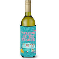 Welcome to the Trailer  Retro Glamping Trailer Wine Bottle Beverage Insulator Beverage Insulator Hugger