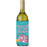 Welcome to the Trailer  Retro Glamping Trailer Wine Bottle Beverage Insulator Beverage Insulator Hugger