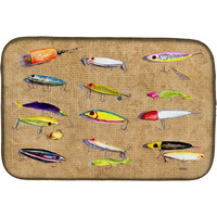 "Caroline's Treasures Fishing Lures Dish Drying Mat, 14"" x 21"", Multicolor"
