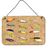 "Caroline's Treasures Fishing Lures Aluminum Metal Wall or Door Hanging Prints, 8 x 12"""