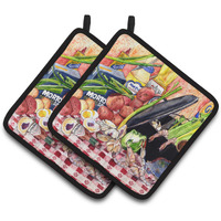 "Caroline's Treasures Recipe For Gumbo & Potato Salad Flag Pair of Pot Holders 8825-1PTHD, 7.5HX7.5W, Multicolor"