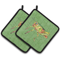 "Caroline's Treasures Grasshopper On Avacado Pair of Pot Holders 8848PTHD, 7.5HX7.5W, Multicolor"