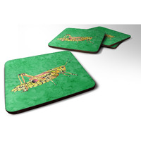 "Caroline's Treasures 8849FC Grasshopper on Green Foam Coasters (Set of 4), 3.5"" H x 3.5"" W, Multicolor"