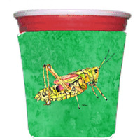 Grasshopper on Green Red Solo Cup Beverage Insulator Hugger