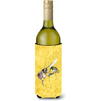 Bee on Yellow Wine Bottle Beverage Insulator Beverage Insulator Hugger