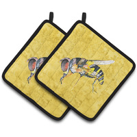 "Caroline's Treasures Bee On Yellow Pair of Pot Holders 8851PTHD, 7.5HX7.5W, Multicolor"
