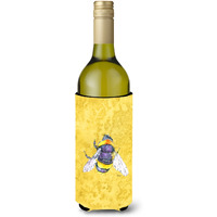 Bee on Yellow Wine Bottle Beverage Insulator Beverage Insulator Hugger 8852LITERK