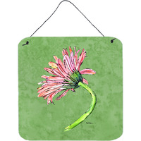 "Caroline's Treasures Gerber Daisy Pink Aluminum Metal Wall or Door Hanging Prints, 6 x 6"", Multicolor"