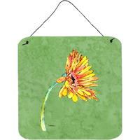 "Caroline's Treasures Gerber Daisy Orange Aluminum Metal Wall or Door Hanging Prints, 6 x 6"", Multicolor"