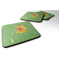 "Caroline's Treasures 8854FC Gerber Daisy Orange Foam Coasters (Set of 4), 3.5"" H x 3.5"" W, Multicolor"