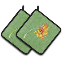 "Caroline's Treasures Gerber Daisy Orange Pair of Pot Holders 8854PTHD, 7.5HX7.5W, Multicolor"