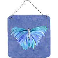 "Caroline's Treasures Butterfly on Slate Blue Aluminum Metal Wall or Door Hanging Prints, 6 x 6"", Multicolor"