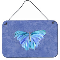 "Caroline's Treasures Butterfly on Slate Blue Aluminum Metal Wall or Door Hanging Prints, 8 x 12"", Multicolor"