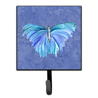 "Caroline's Treasures 8855SH4 Butterfly On Slate Blue Leash or Key Holder, Small, Multicolor"