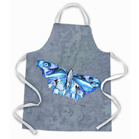 "Caroline's Treasures 8856APRON Butterfly on Gray Apron, Large, Multicolor"