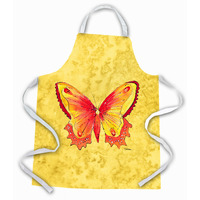 "Caroline's Treasures 8857APRON Butterfly on Yellow Apron, Large, Multicolor"