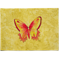 "Caroline's Treasures 8857PLMT Butterfly On Yellow Fabric Placemat, Multicolor"