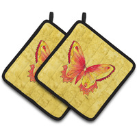 "Caroline's Treasures Butterfly On Yellow Pair of Pot Holders 8857PTHD, 7.5HX7.5W, Multicolor"