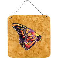 "Caroline's Treasures Butterfly on Gold Aluminum Metal Wall or Door Hanging Prints, 6 x 6"", Multicolor"