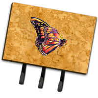 "Caroline's Treasures 8858TH68 Butterfly on Gold Leash or Key Holder, Large, Multicolor"