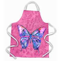 "Caroline's Treasures 8859APRON Butterfly on Pink Apron, Large, Multicolor"