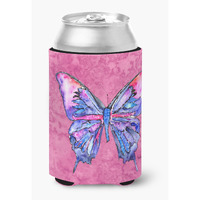 Butterfly on Pink Can or Bottle Beverage Insulator Hugger
