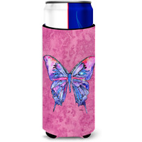 Butterfly on Pink Ultra Beverage Insulators for slim cans 8859MUK