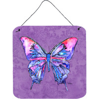"Caroline's Treasures Butterfly on Purple Aluminum Metal Wall or Door Hanging Prints, 6 x 6"", Multicolor"