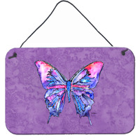 "Caroline's Treasures Butterfly on Purple Aluminum Metal Wall or Door Hanging Prints, 8 x 12"", Multicolor"