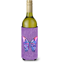 Butterfly on Purple Wine Bottle Beverage Insulator Beverage Insulator Hugger