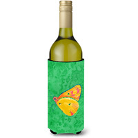 Butterfly Orange on Green Wine Bottle Beverage Insulator Beverage Insulator Hugger