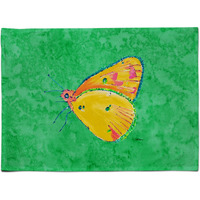 "Caroline's Treasures 8861PLMT Butterfly Orange On Green Fabric Placemat, Multicolor"