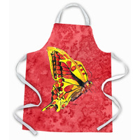 "Caroline's Treasures 8862APRON Butterfly on Red Apron, Large, Multicolor"