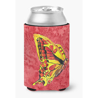 Butterfly on Red Can or Bottle Beverage Insulator Hugger