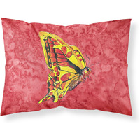 "Caroline's Treasures 8862PILLOWCASE Butterfly On Red Moisture Wicking Fabric Standard Pillowcase, Large, Multicolor"