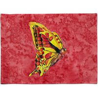 "Caroline's Treasures 8862PLMT Butterfly On Red Fabric Placemat, Multicolor"
