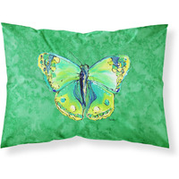 "Caroline's Treasures 8863PILLOWCASE Butterfly Green On Green Moisture Wicking Fabric Standard Pillowcase, Large, Multicolor"