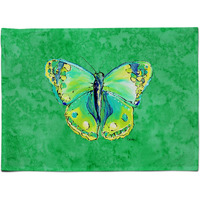 "Caroline's Treasures 8863PLMT Butterfly Green On Green Fabric Placemat, Multicolor"